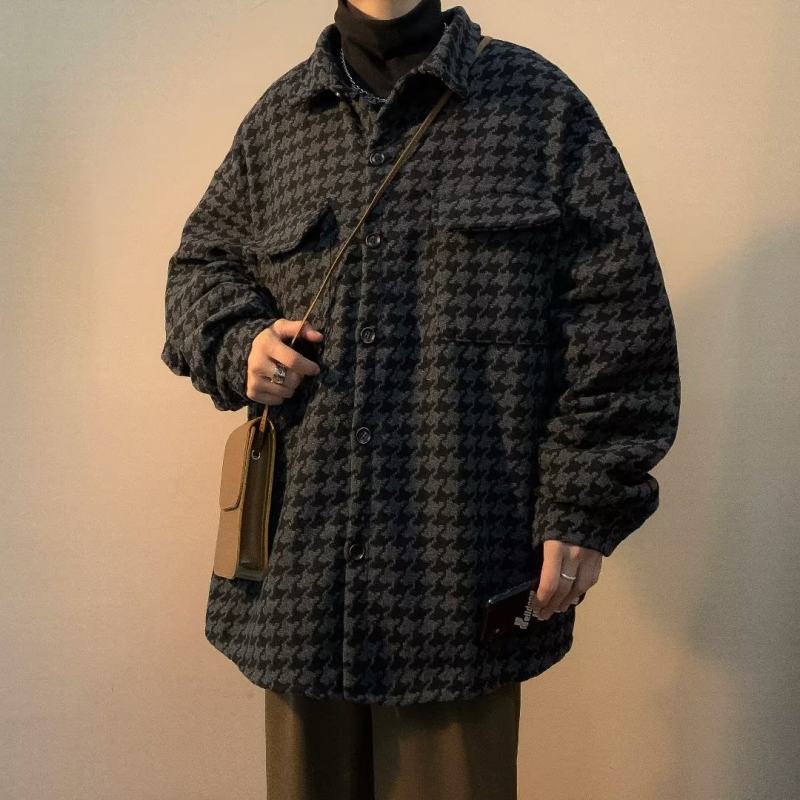 Small fragrant style houndstooth jacket men's design niche design spring and autumn trendy high street jacket