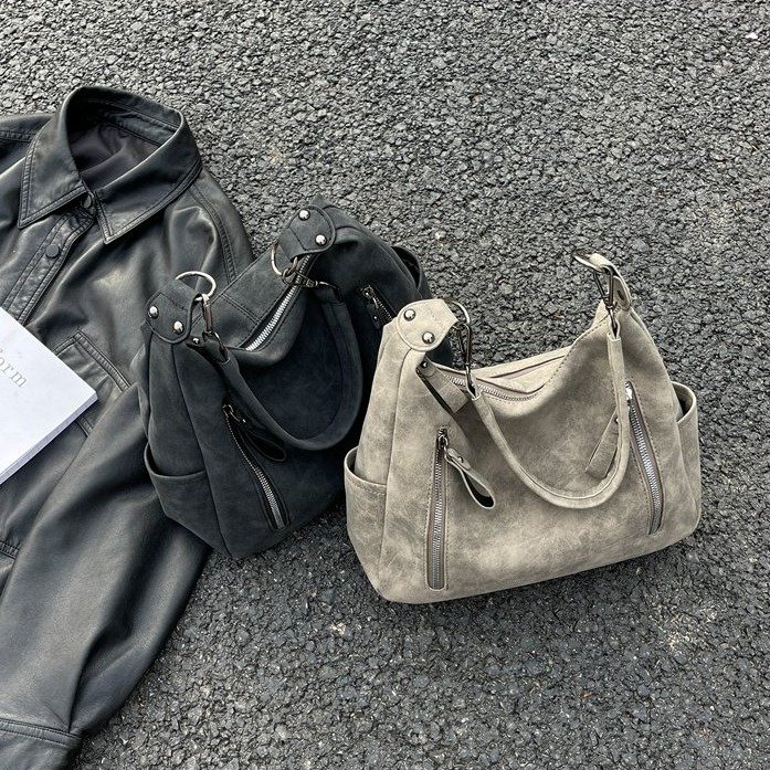 Large-capacity bag for women 2024 new crossbody bag texture niche college student shoulder bag commuter tote bag