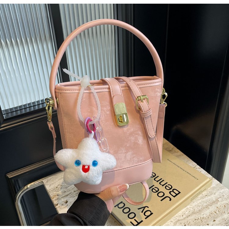 Korean style handbags for women 2024 spring new style simple and versatile fashion bucket bag high-end niche crossbody bag