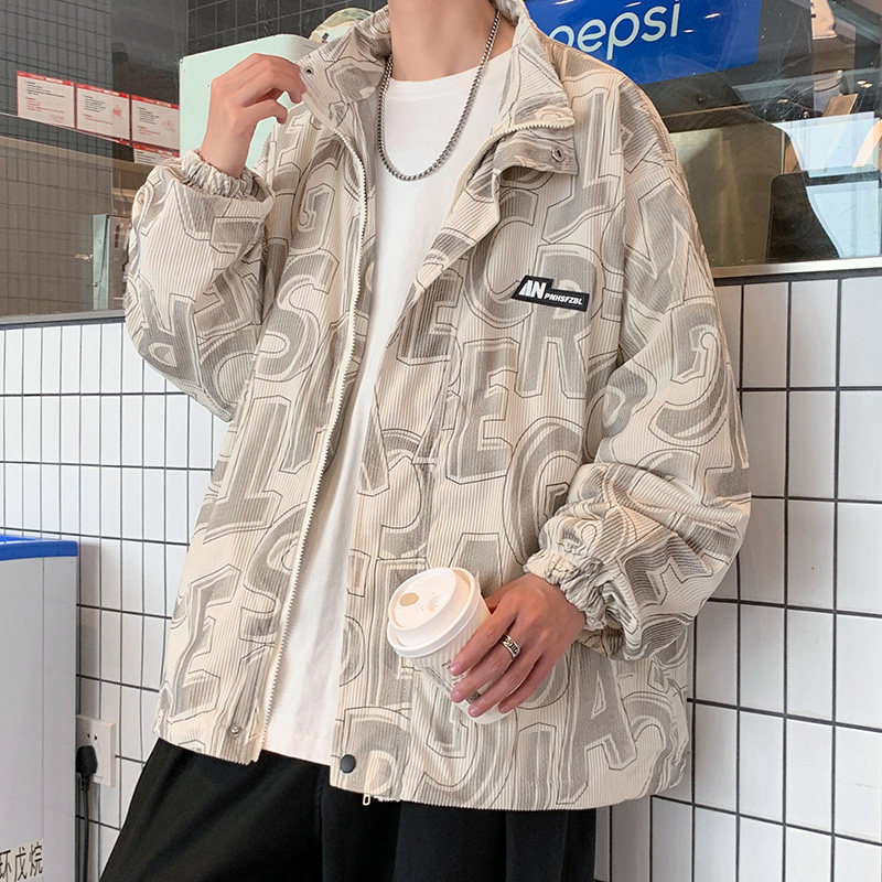 High-end corduroy jacket men's spring, autumn and winter Hong Kong fashion brand handsome jacket loose and versatile trendy clothes