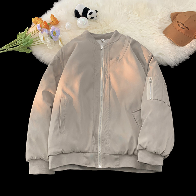Autumn new Hong Kong-style American-style Japanese retro stand-up collar thickened quilted baseball uniform