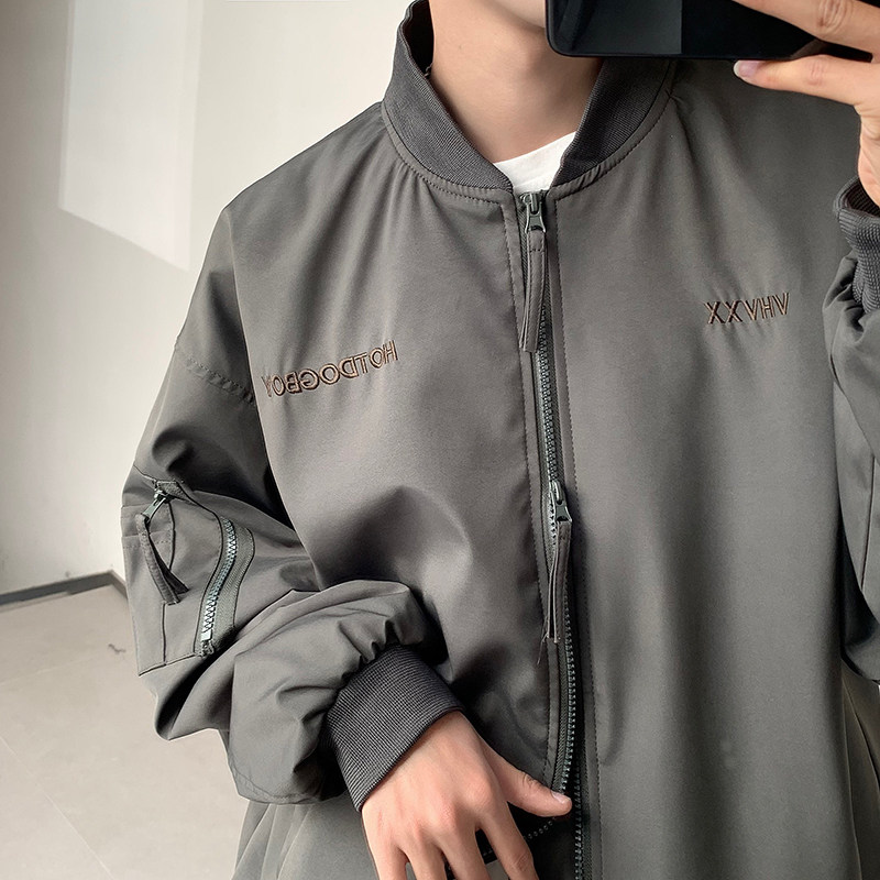 American Retro Pilot Baseball Jacket Spring and Autumn Loose and Versatile Work Jacket