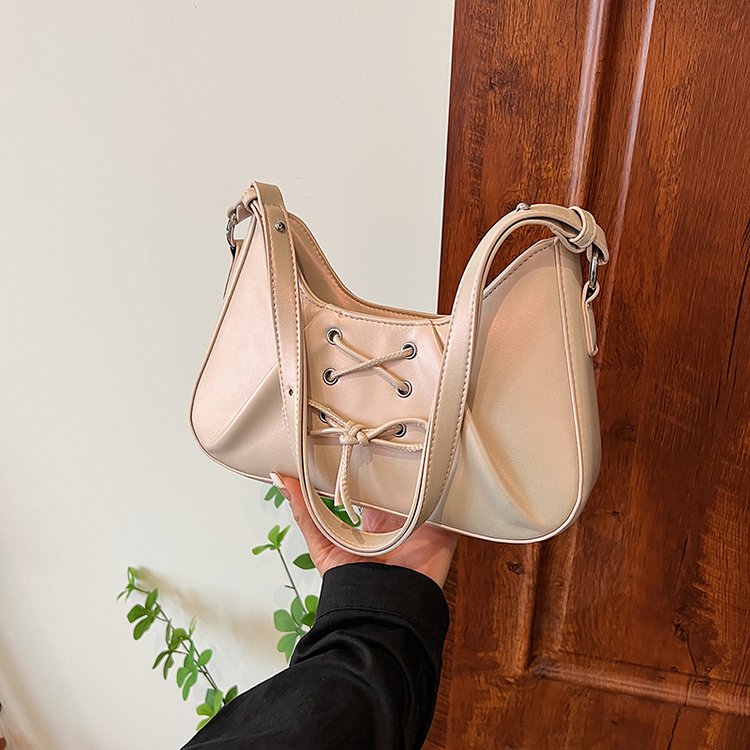 Niche design handheld tote bag for women 2024 new style simple sweet bow armpit bag single shoulder bucket bag