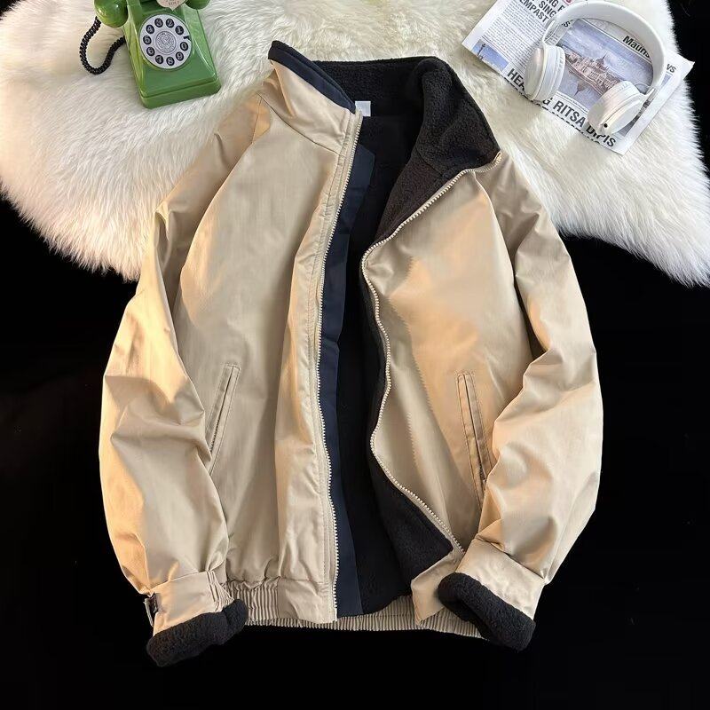 Japanese retro workwear cotton coat jacket men and women loose casual jacket cotton clothing Harajuku vintage baseball uniform trend
