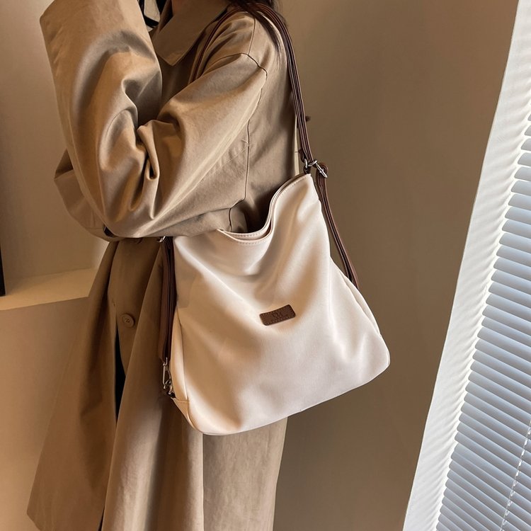 Three-purpose backpack 2024 new backpack school bag female college student canvas bag female single shoulder crossbody bag popular texture