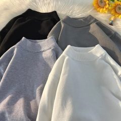 Half turtleneck casual solid color core-spun yarn sweater