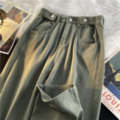 Denim trousers retro high street loose casual pants versatile washed original craftsmanship