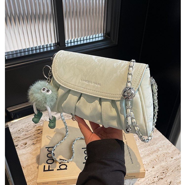Niche design pleated cloud bag for women 2024 new style high-end fresh crossbody bag simple single shoulder armpit bag