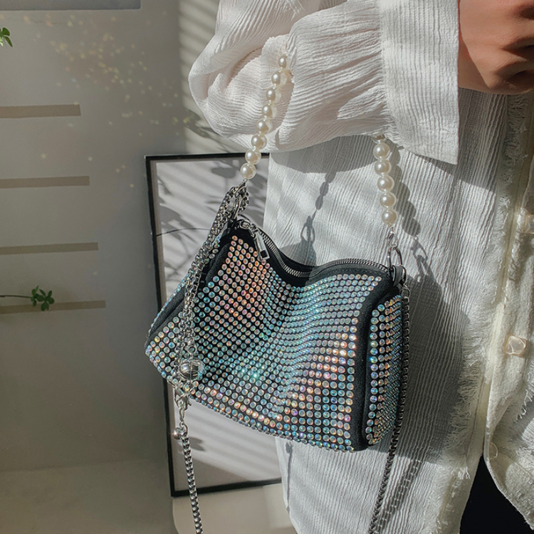 Shengmi niche design bag for women, simple spring and summer popular new style, versatile crossbody bag, chain bag, bright diamond bag