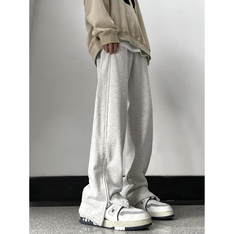 Autumn and winter sweatpants versatile side zipper American style sweatpants trendy