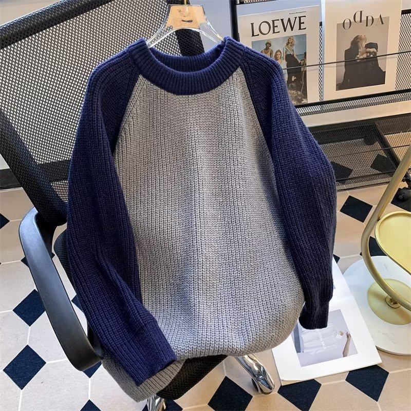 American style crew neck sweater for men, lazy style casual sweater