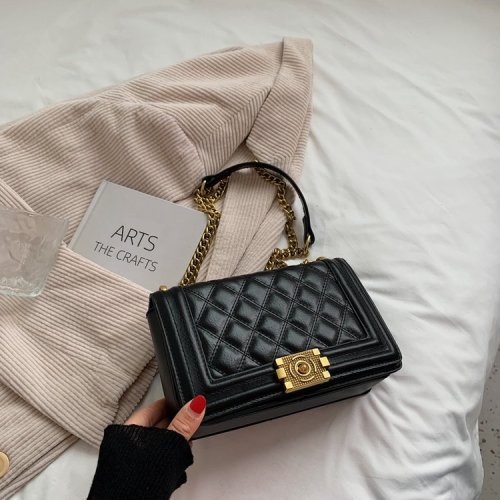 Autumn and winter retro bags 2024 new bags women's fashion rhombus chain crossbody bag high-end single shoulder small square bag