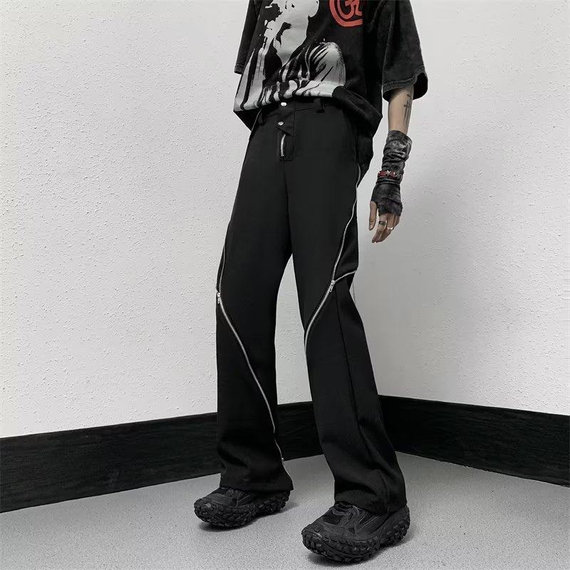 Micro-elastic spring and autumn sports pants, fashionable solid color straight trendy casual pants, loose style