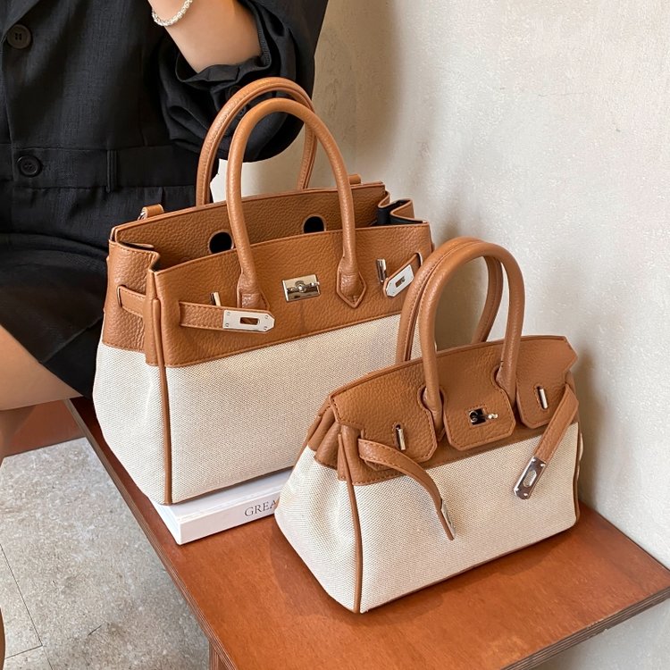 Fashionable and high-end platinum Kelly bag for women 2024 summer niche simple shoulder bag trendy canvas crossbody bag for women