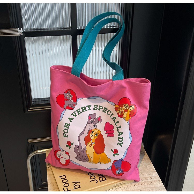 Japanese cartoon canvas bag for women large capacity commuter shoulder tote bag student class versatile portable book bag
