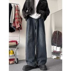 Retro jeans men's trendy wide-leg pants loose straight pants American high street versatile casual pants