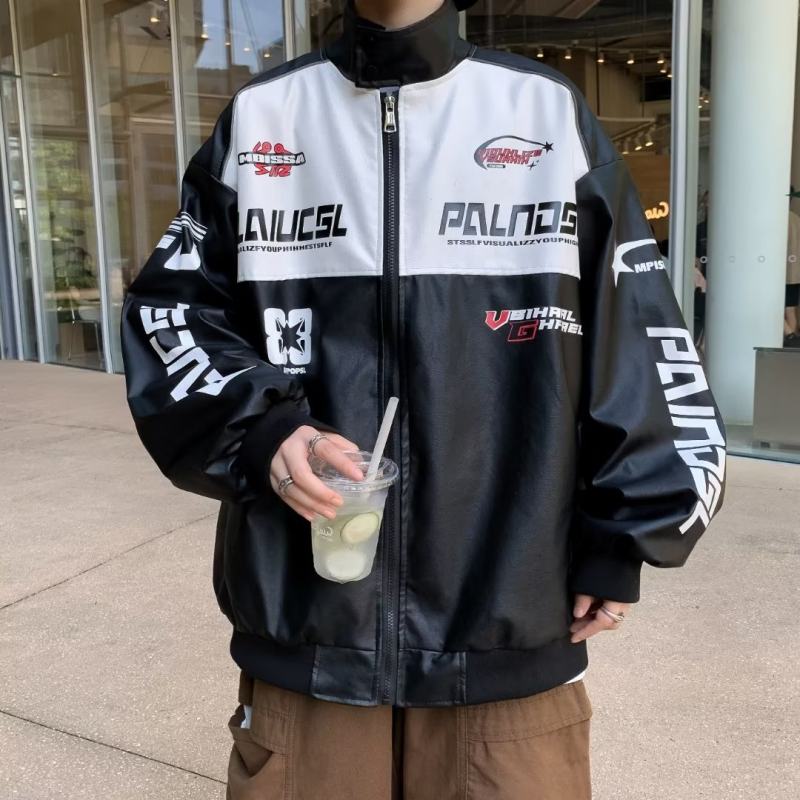 Racing Suit Jacket Men's Autumn New Baseball Suit Trendy Brand PU Leather Jacket
