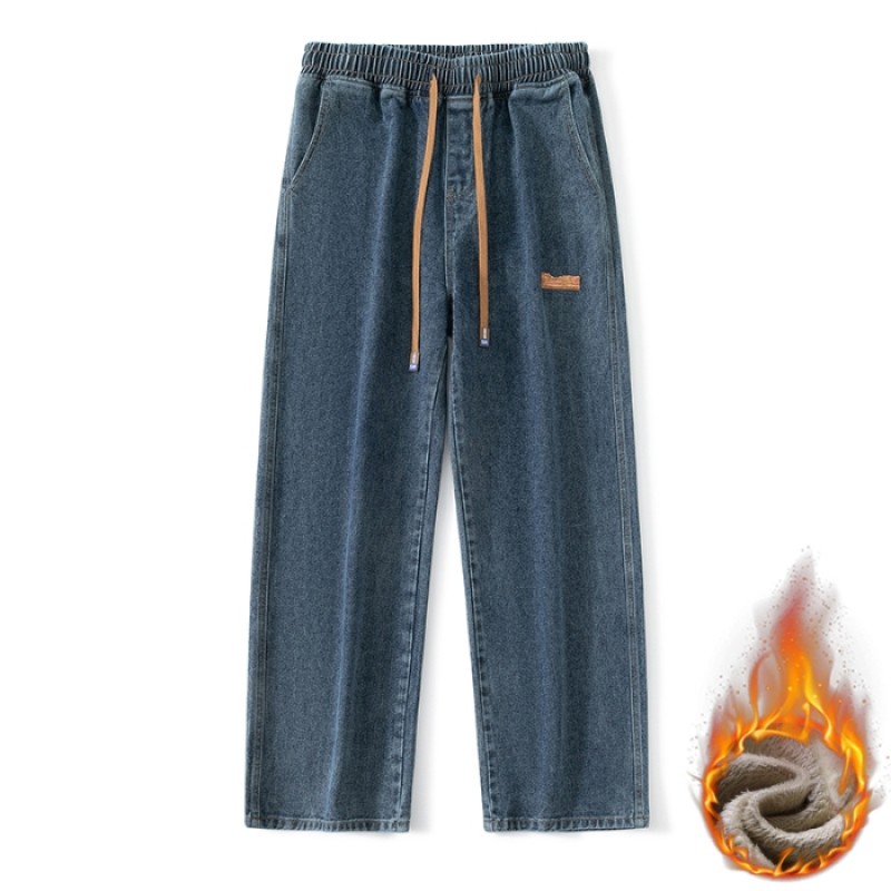 American high street jeans autumn and winter thickened velvet straight leg versatile trendy loose pants