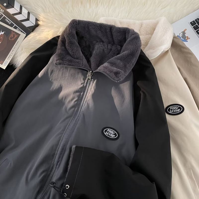 Reversible new style men's winter cotton-padded jacket Korean style trendy bread coat