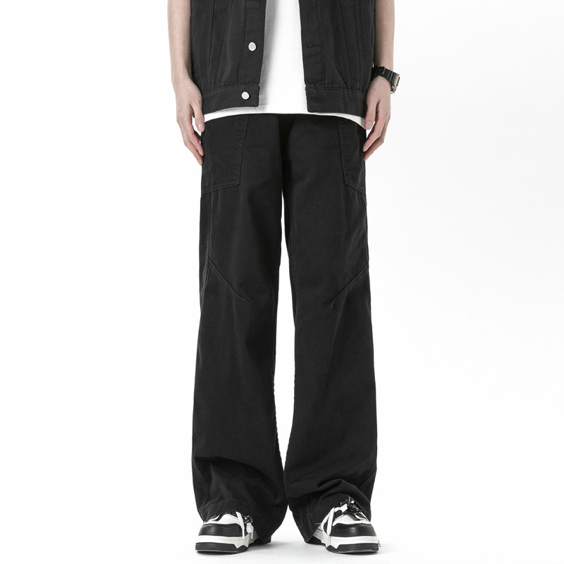 NK1069-P50 Retro Wide Leg Jeans Men's New American High Street Boys Overalls Summer