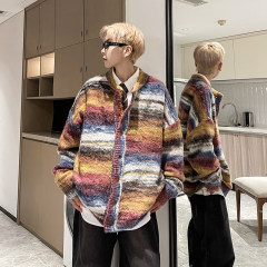 Japanese male couple embroidered mushroom round neck sweater autumn and winter versatile college style long-sleeved sweater