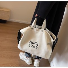 Japanese Harajuku canvas bag new large-capacity handbag shoulder tote bag early eight-person commuter women's bag