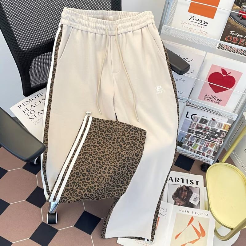 Retro casual patchwork sweatpants for men and women in spring and autumn retro hip-hop loose striped straight pants