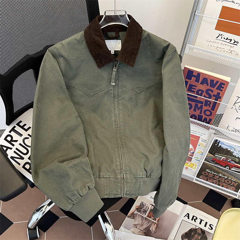 New Autumn Trendy Retro Loose Motorcycle Cotton Martin Canvas Jacket