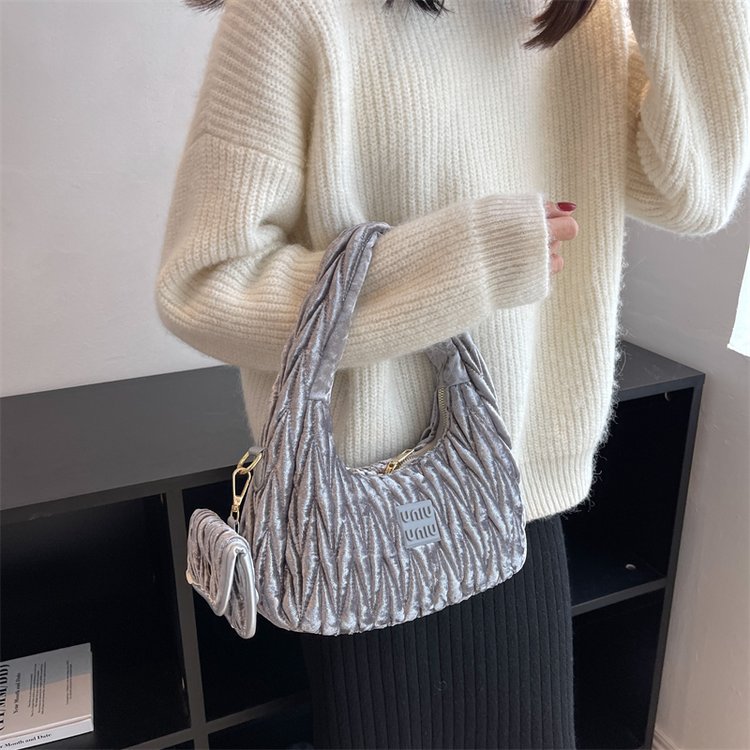 New fashion pleated bag shoulder bag casual fashion simple fashion sweet trendy handbag crossbody bag wholesale