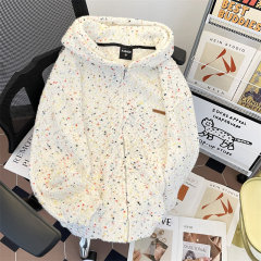 Retro Ice Cream Color Dot Knitted Sweater Cardigan Sweatshirt Men's Lazy Style Hooded Casual Jacket