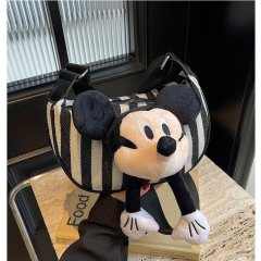Japanese cute little bag for women 2024 new cartoon striped canvas dumpling bag versatile commuter shoulder crossbody bag
