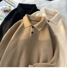 New versatile trendy Hong Kong style casual sweater for men