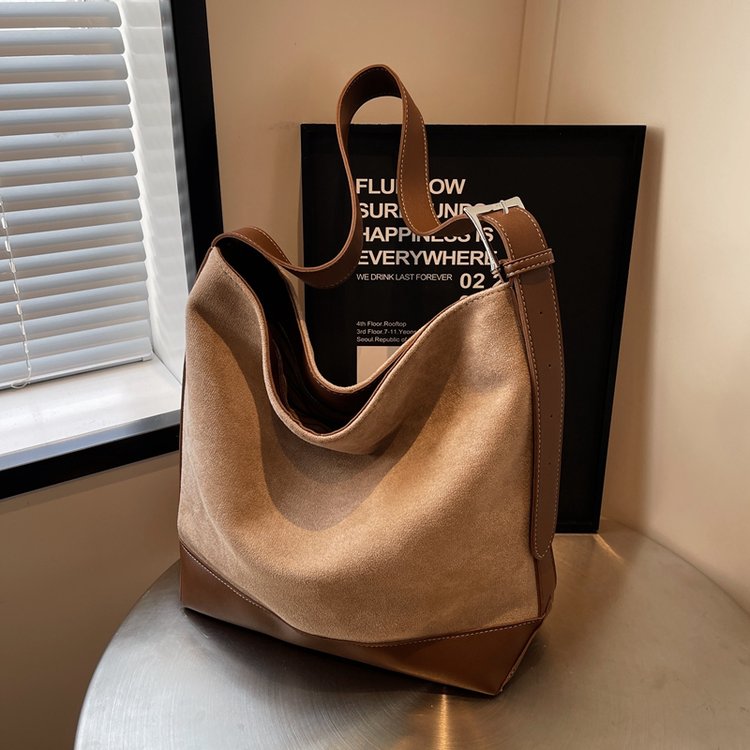 Maillard retro style bag 2024 cross-border new fashion commuter bucket bag high-quality texture shoulder crossbody bag