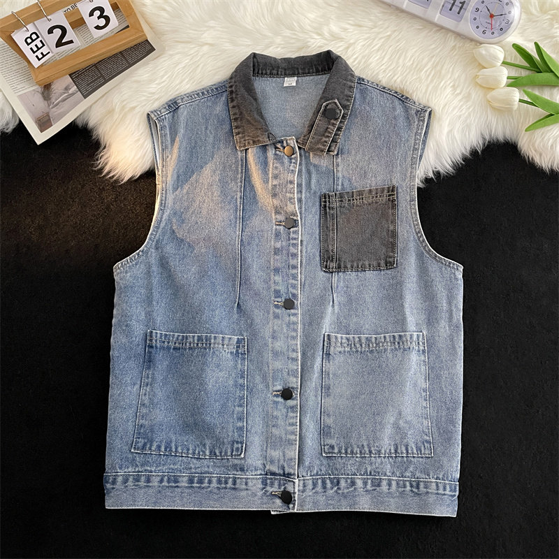 Autumn Hong Kong fashion brand denim vest men's sleeveless jacket vest original quality