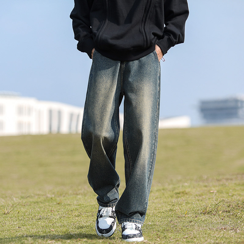Spring new arrival washed distressed jeans, versatile American trendy trousers