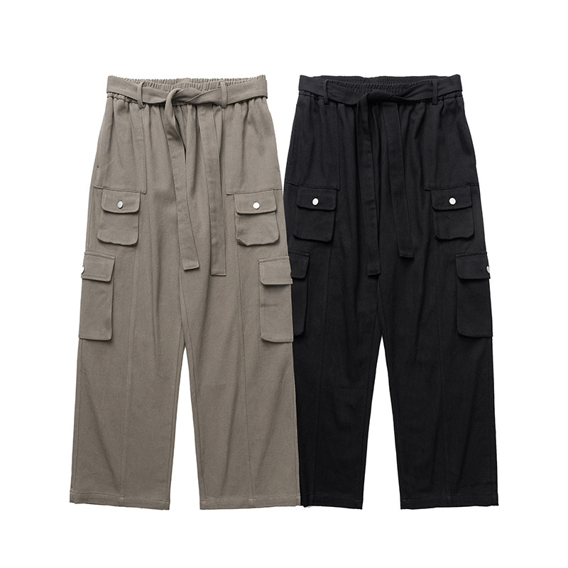 Multi-pocket overalls autumn American high street handsome men's pants trendy brand ins functional casual straight trousers