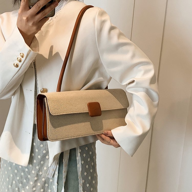 High-end fashion popular commuter armpit bag for women 2024 new versatile spring and summer canvas shoulder bag small square bag