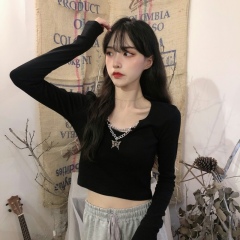 Early autumn new design bow long-sleeved T-shirt bottoming shirt for women