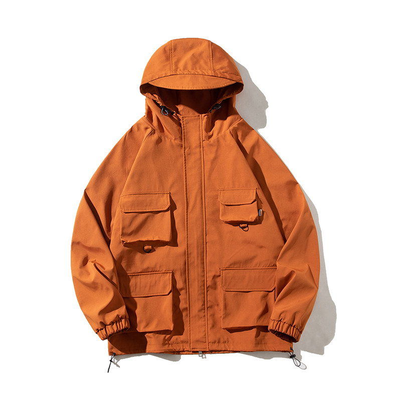 White background-mountain outdoor functional hooded jacket windproof work jacket