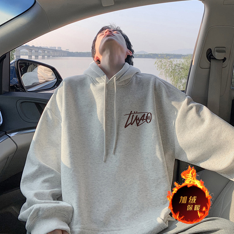 Dewu supplies, can provide video buyer show, autumn and winter heavyweight American loose hooded sweatshirt