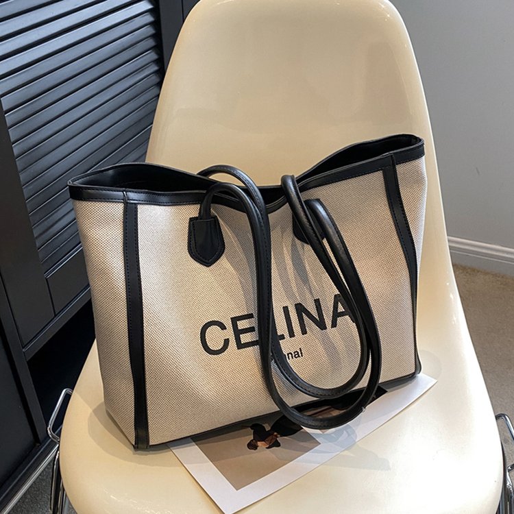 Canvas bag women's large capacity 2024 new fashionable autumn and winter high-end shoulder bag class commuting tote bag