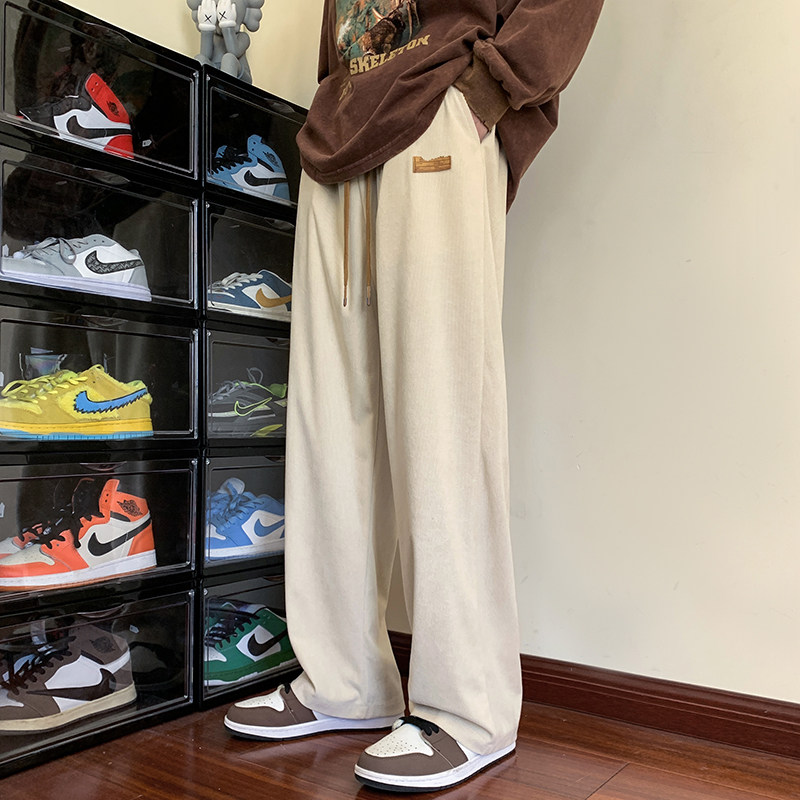 Hong Kong style casual pants men's loose large size straight floor mopping pants leggings sweatpants