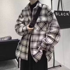 Xiaoxiang style plaid jacket men's spring and autumn new autumn and winter loose casual high-shirt trendy brand jacket