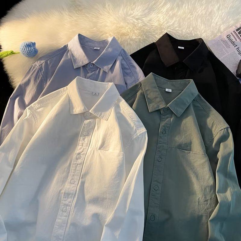 High quality spring men's long-sleeved shirt Korean style casual shirt single-breasted casual jacket