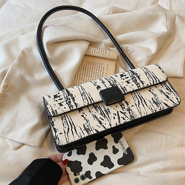 High-end fashionable commuting armpit bag for women 2024 new autumn and winter embroidered shoulder bag small square bag baguette bag