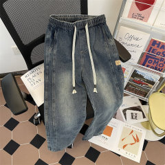 Teenagers' Starry Sky Pattern Wide Leg Men's Pants American Retro Jeans Men's Straight Leg Jeans