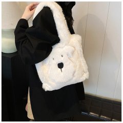 Plush Puppy Cute Casual Furry Women's Bag 2024 Autumn New Trend Fashion Personality Western Style Handheld Shoulder Bag