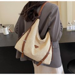 Summer Large Capacity Tote Bag Straw Bag Female College Student 2024 New Casual Backpack Single Shoulder Crossbody Bag