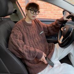 Twist sweater men's autumn and winter thickened round neck sweater jacket loose trendy warm sweater