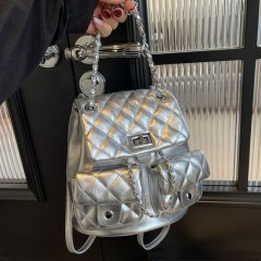 Niche high-end bags for women 2024 new style small fragrance versatile chain backpack casual rhombus handbag